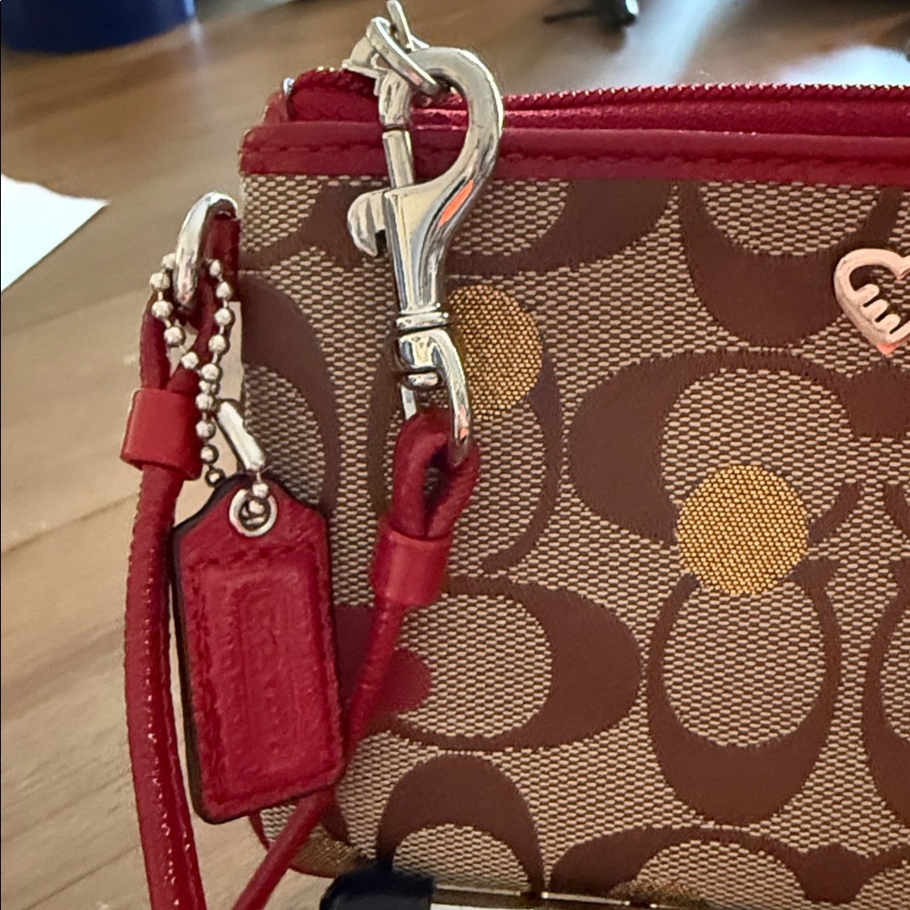 Coach Brown and Red Wristlet - Picture 2 of 5